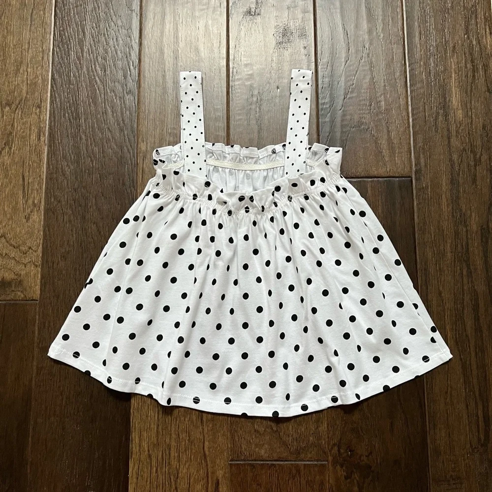 Zara Girls NWOT polka dot cotton Retro sleeveless top size 9 - Picture 6 of 12